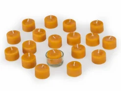 Grüne Erde Geschenke-Guide^18 Teelichter aus Bienenwachs, ohne Duft, 1 Glaseinsatz