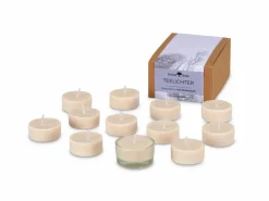 Grüne Erde Kerzen Und Duftkerzen^12 Teelichter aus Rapswachs mit Zirbenduft, 1 Glaseinsatz