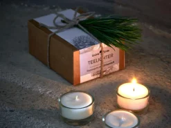 Grüne Erde Kerzen Und Duftkerzen^12 Teelichter aus Rapswachs, ohne Duft, 1 Glaseinsatz