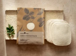 Grüne Erde Feste Kosmetik & Alles Mit Kunststofffreier Verpackung^Abschminkpads, 5 Stück im Set, 100 % Baumwolle, Frottee, GOTS