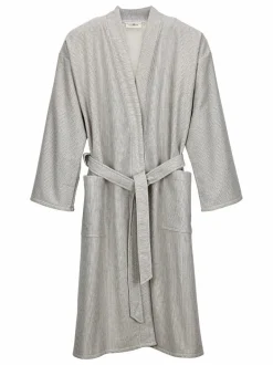 Grüne Erde Bademäntel|Geschenke-Guide^Bademantel Herren, graphit gestreift, S/M, 100 % Baumwolle, GOTS