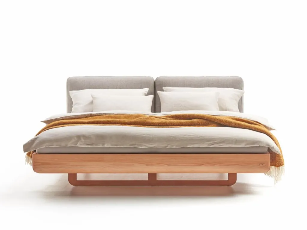 Grüne Erde Betten^Bett Almara, 180 x 200 cm, mit Überzug Wollstoff Tano Natur (79),