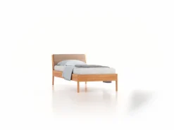 Kinder Grüne Erde Kinderschlaf^Bett Almeno mit Polsterbetthaupt, , Wollstoff Stavang Sand (66), Buche