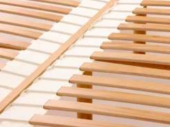 Grüne Erde Betten^Bett Jukai Pur, mit Stoffhoussen, inkl. integriertem Lattenrost, 160 x 200 cm, Baumwollstoff Ondula Greige (139),