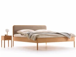 Grüne Erde Betten^Bett Tenso mit Polsterbetthaupt, 180 x 200 cm, Wollstoff Tano Natur (79),