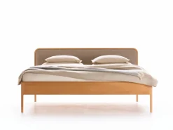 Grüne Erde Betten^Bett Tenso mit Polsterbetthaupt, 180 x 200 cm, Wollstoff Tano Natur (79),