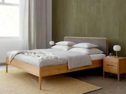 Grüne Erde Betten^Bett Tenso mit Polsterbetthaupt, 180 x 200 cm, Wollstoff Tano Natur (79),