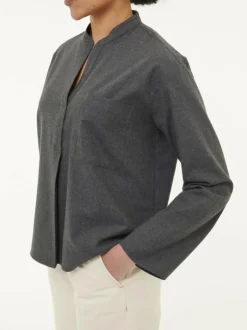 Grüne Erde Blusen^Bluse aus Bio-Baumwolle, 02 anthrazit melange, 38, GOTS