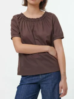 Grüne Erde Blusen^Bluse aus Bio-Baumwolle, 95 kakao, S, GOTS