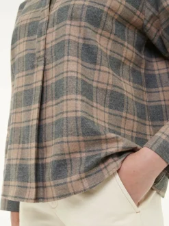 Grüne Erde Blusen^Bluse aus Bio-Baumwolle, 60 karo anthrazit/nougat, 38, GOTS