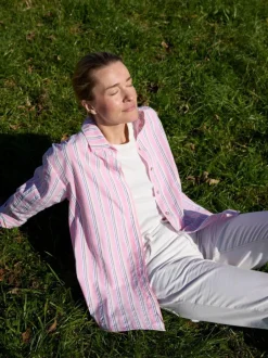 Grüne Erde Essentials|Blusen^Bluse aus Bio-Baumwolle, 41 rose/multistreif, 38, GOTS