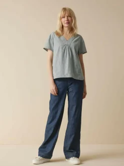 Grüne Erde Essentials|Blusen^Bluse aus Bio-Baumwolle, 74 streif blau-weiss, 40, GOTS