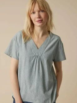 Grüne Erde Essentials|Blusen^Bluse aus Bio-Baumwolle, 74 streif blau-weiss, 40, GOTS