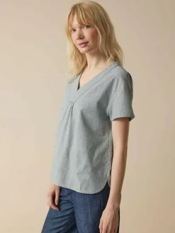 Grüne Erde Essentials|Blusen^Bluse aus Bio-Baumwolle, 74 streif blau-weiss, 40, GOTS