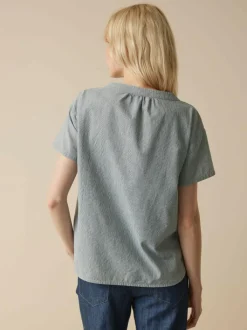 Grüne Erde Essentials|Blusen^Bluse aus Bio-Baumwolle, 74 streif blau-weiss, 40, GOTS