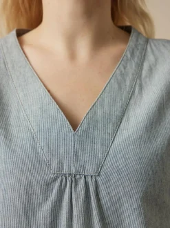 Grüne Erde Essentials|Blusen^Bluse aus Bio-Baumwolle, 74 streif blau-weiss, 40, GOTS