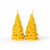 Grüne Erde Kerzen Und Duftkerzen^2er-Set Figurenkerze Tannen aus Bienenwachs, H 8 cm, ø 4 cm