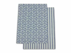 Grüne Erde Küchentextilien|Küchentextilien^2er-Set Geschirrtücher Joris, atlantik, 45 x 70 cm, 50 % Baumwolle/50 % Leinen, GOTS