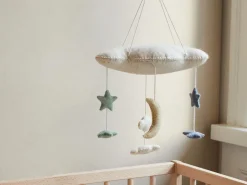 Kinder Grüne Erde Kuscheltiere & Spielzeug^Handgefilztes Kindermobile mit Sternen, Wolken und Mond, 100 % Schurwolle (Schaf)