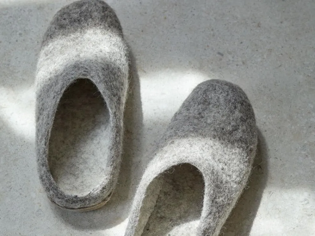 Grüne Erde Hausschuhe^Hausschuh Amale, , Größe 38/39, 100 % Schurwolle (Schaf) mit pflanzlich gegerbter Ledersohle