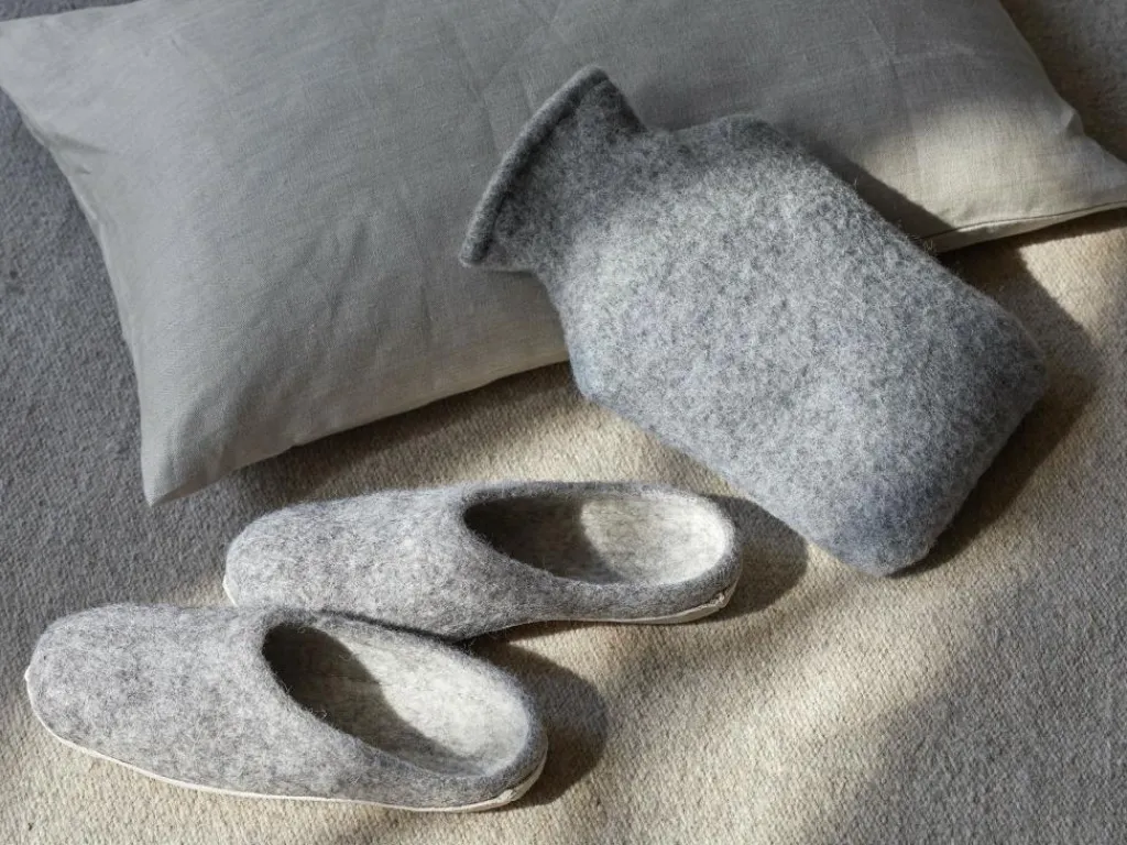 Grüne Erde Hausschuhe^Hausschuh Amale, , Größe 38/39, 100 % Schurwolle (Schaf) mit pflanzlich gegerbter Ledersohle