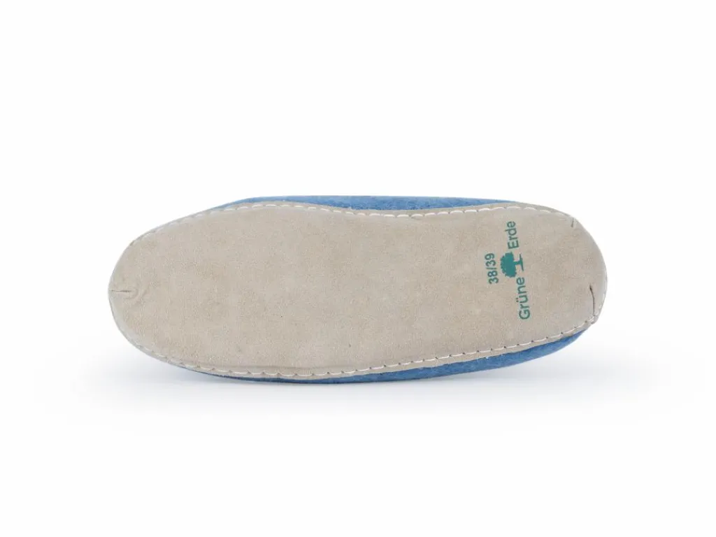 Grüne Erde Hausschuhe^Hausschuh Amale, , Größe 38/39, 100 % Schurwolle (Schaf) mit pflanzlich gegerbter Ledersohle