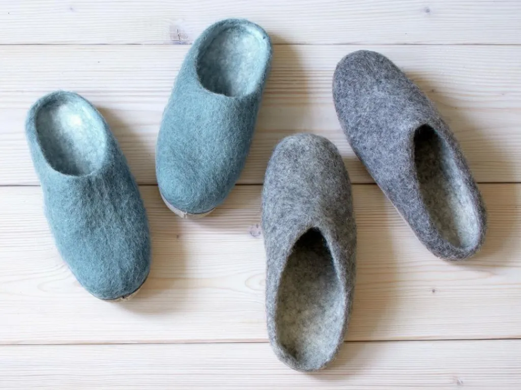 Grüne Erde Hausschuhe^Hausschuh Amale, , Größe 38/39, 100 % Schurwolle (Schaf) mit pflanzlich gegerbter Ledersohle