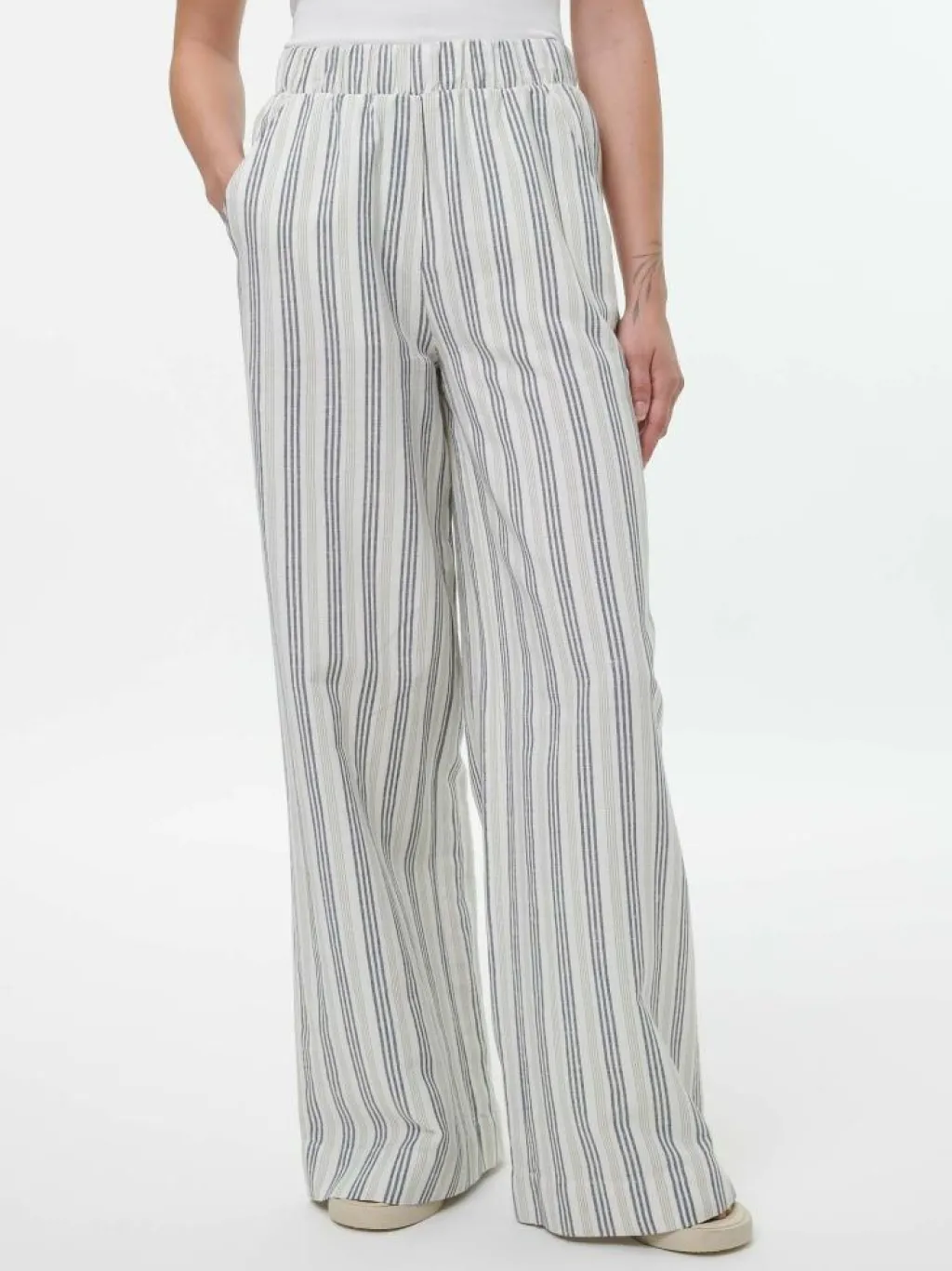 Grüne Erde Hosen, Jeans & Röcke^Hose aus Bio-Leinen und Baumwolle, 60 multistreif grün, 38, GOTS