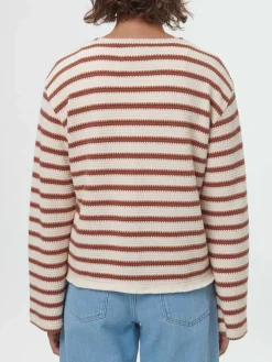 Grüne Erde Strickjacken|Jacken & Mäntel^Jacke aus Bio-Baumwolle, 56 offwhite/kastanie jacquard ringel, 42