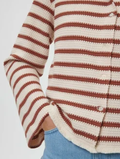 Grüne Erde Strickjacken|Jacken & Mäntel^Jacke aus Bio-Baumwolle, 56 offwhite/kastanie jacquard ringel, 42