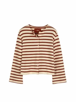 Grüne Erde Strickjacken|Jacken & Mäntel^Jacke aus Bio-Baumwolle, 56 offwhite/kastanie jacquard ringel, 42