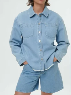 Grüne Erde Essentials|Blusen^Jeansjacke aus Bio-Baumwolle, 34 light blue denim, 38, GOTS