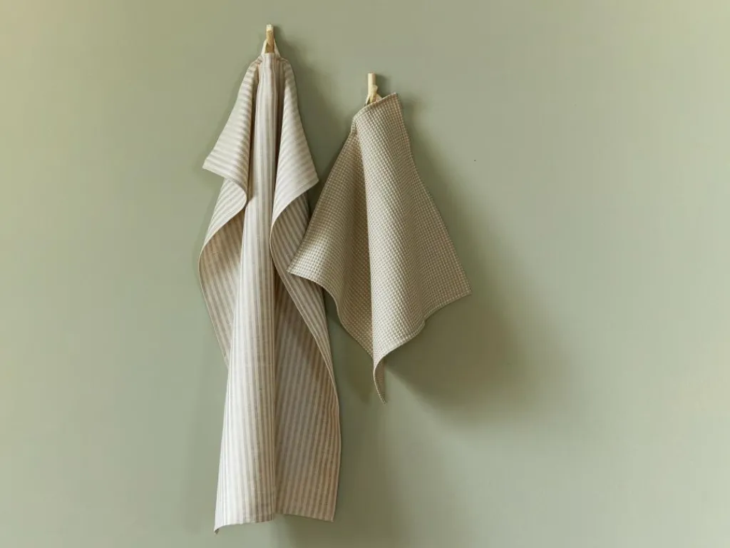 Grüne Erde Küchentextilien|Küchentextilien^Küchentücher-Set Janna, , 45 x 70 cm/35 x 35 cm, Geschirrtuch: 50 % Baumwolle/50 % Leinen, Haushaltstuch: 100% Baumwolle, GOTS