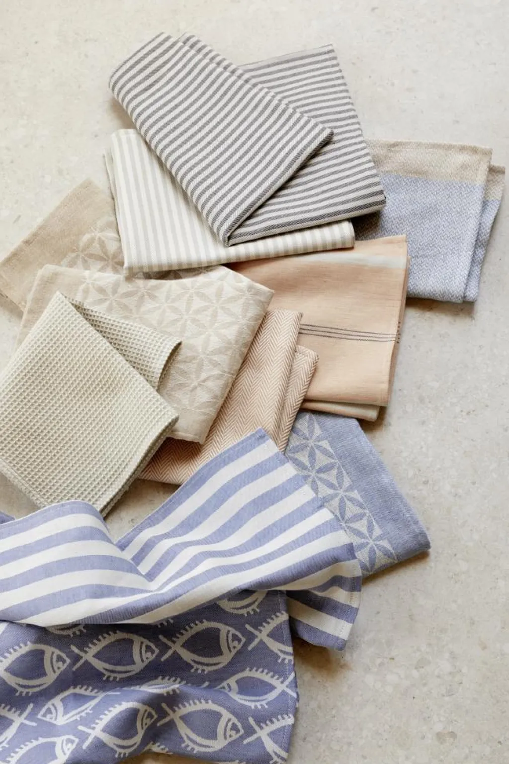 Grüne Erde Küchentextilien|Küchentextilien^Küchentücher-Set Janna, , 45 x 70 cm/35 x 35 cm, Geschirrtuch: 50 % Baumwolle/50 % Leinen, Haushaltstuch: 100% Baumwolle, GOTS