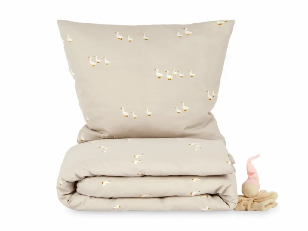 Kinder Grüne Erde Kinderbettwäsche^Kissenüberzug FREDERIK, sand, 40 x 40 cm, 100 % Baumwolle, Satin, GOTS