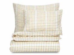 Grüne Erde Kissenbezüge|Kissenbezüge^Kissenüberzug JEMMA Pur, hellblau/vanillegelb, 40 x 60 cm, 100 % Baumwolle, Satin, GOTS