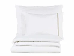 Grüne Erde Kissenbezüge|Kissenbezüge^Kissenüberzug JOSEPHINE mit Streifen und Ajour, weiss/natur, 40 x 60 cm, 56 % Leinen/44 % Baumwolle, GOTS