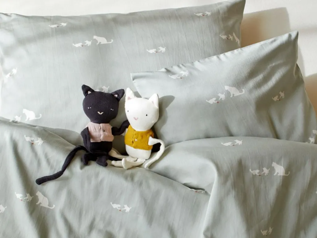 Kinder Grüne Erde Kinderbettwäsche^Kissenüberzug MIMI, hellgrün, 40 x 40 cm, 100 % Baumwolle, Satin, GOTS