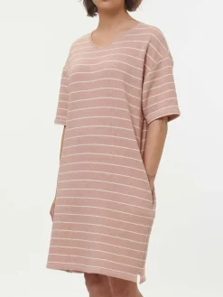 Grüne Erde Kleider & Overalls^Kleid aus Bio-Baumwolle, 85 camelie/offwhite, S, GOTS