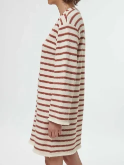 Grüne Erde Kleider & Overalls^Kleid aus Bio-Baumwolle, 56 offwhite/kastanie jacquard ringel, 36, GOTS