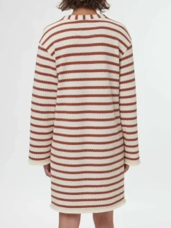 Grüne Erde Kleider & Overalls^Kleid aus Bio-Baumwolle, 56 offwhite/kastanie jacquard ringel, 36, GOTS