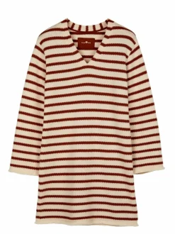 Grüne Erde Kleider & Overalls^Kleid aus Bio-Baumwolle, 56 offwhite/kastanie jacquard ringel, 36, GOTS