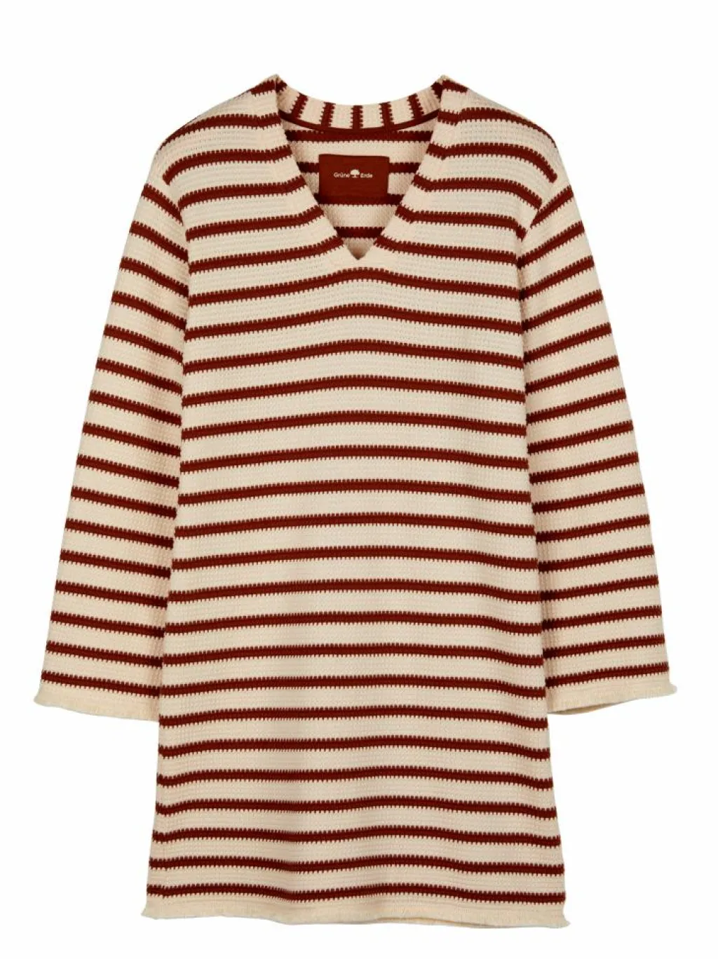 Grüne Erde Kleider & Overalls^Kleid aus Bio-Baumwolle, 56 offwhite/kastanie jacquard ringel, 36, GOTS