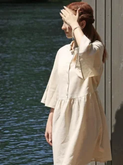 Grüne Erde Kleider & Overalls^Kleid aus Bio-Baumwolle und Leinen, , 38, GOTS