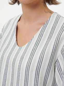 Grüne Erde Kleider & Overalls|Blusen^Kleid aus Bio-Leinen und Baumwolle, 60 multistreif grün, 38