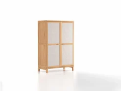 Grüne Erde Kleiderschränke^Kleiderschrank Kurami mit Drehtüren 2-türig, Fußgestell, Wollstoff Tano Natur (79),