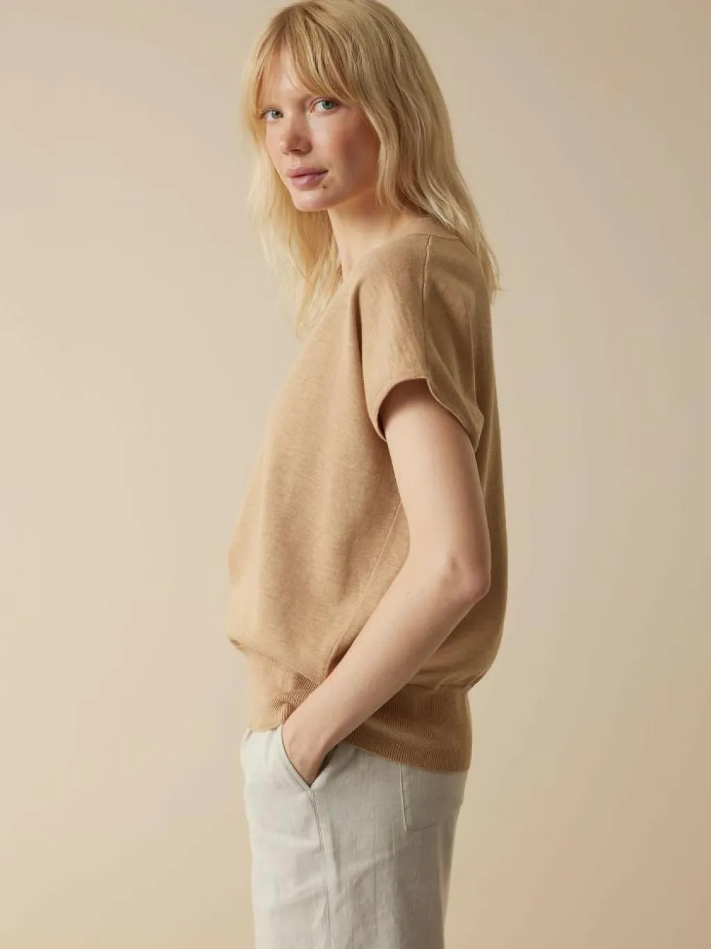 Grüne Erde Pullover^Kurzarmpullover aus Bio-Baumwolle, , L, GOTS