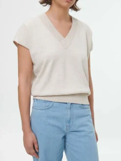 Grüne Erde Pullover^Kurzarmpullover aus Bio-Baumwolle, 14 natur melange, S, GOTS