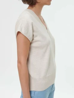 Grüne Erde Pullover^Kurzarmpullover aus Bio-Baumwolle, 14 natur melange, S, GOTS