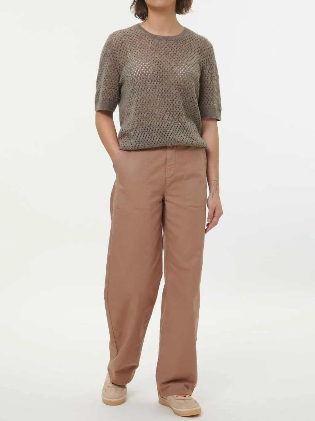 Grüne Erde Pullover^Kurzarmpullover aus Yakwolle, , XS